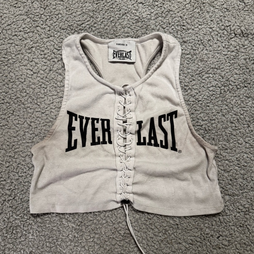 Everlast Women's White Lace-Up Tank Top